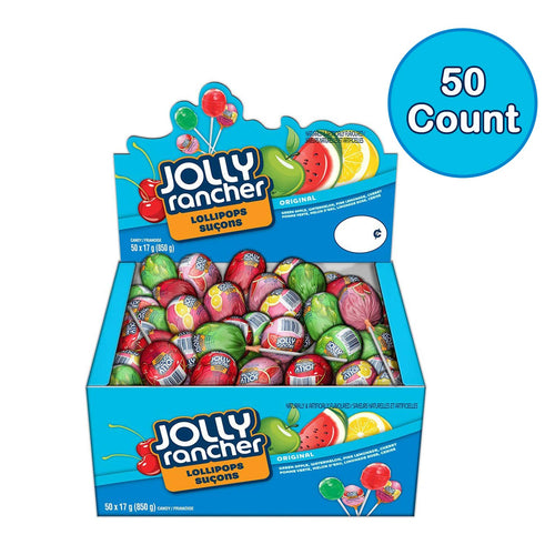 JOLLY RANCHER Candy Lollipops Assortment, 50 Count (850 Gram)